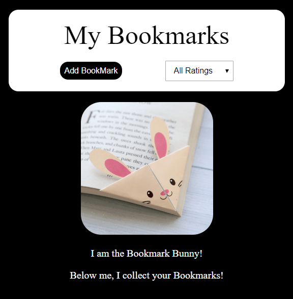 screenshot of bookmark app