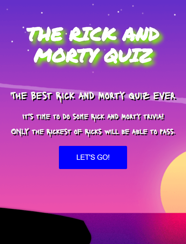 screenshot of Rick and Morty quiz